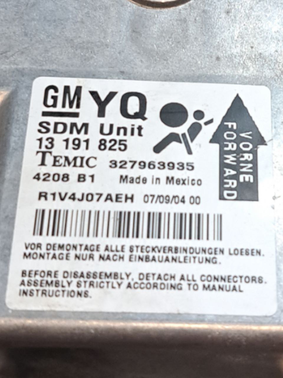 Centralina airbag Opel Astra H (2004 - 2011) COD:13191825 - F&P CRASH SRLS - Ricambi Usati