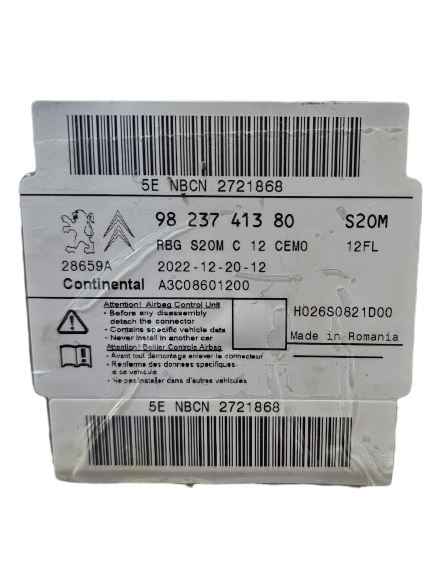 Centralina Airbag Opel Corsa F Cod:9823741380 (2019 - >) - F&P CRASH SRLS - Ricambi Usati