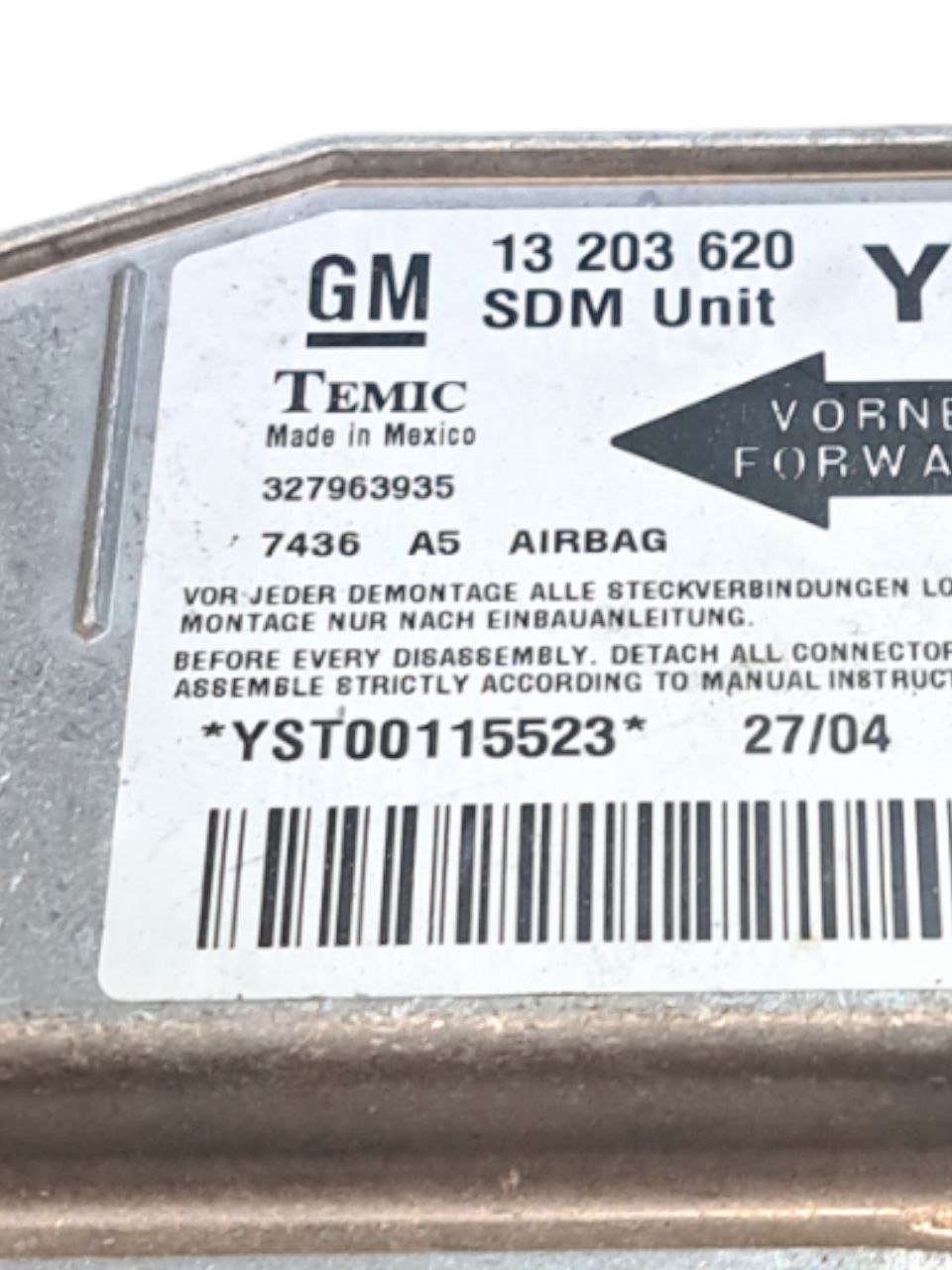 Centralina airbag Opel Meriva (2003 - 2006) COD:13203620 - F&P CRASH SRLS - Ricambi Usati