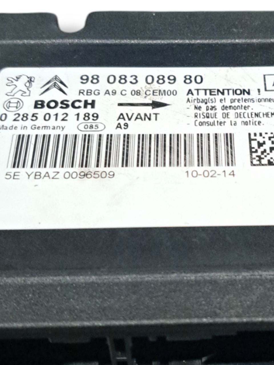 Centralina Airbag Peugeot 208 (2012 - 2019) COD:9808308980 - F&P CRASH SRLS - Ricambi Usati