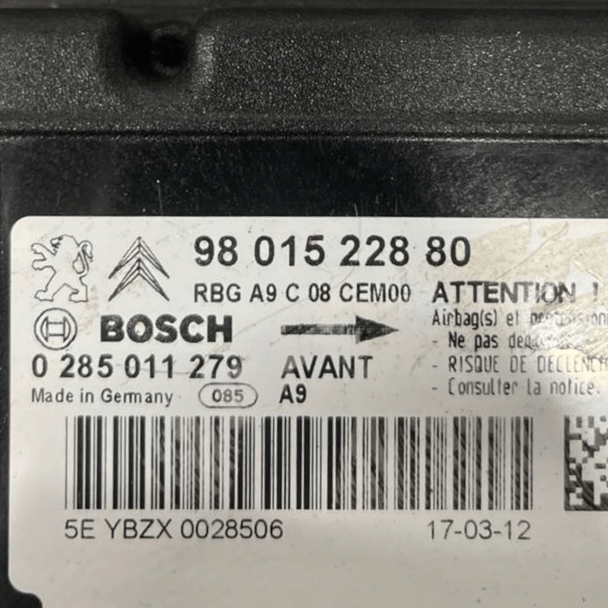 Centralina Airbag Peugeot 208 I (2012 al 2015) cod: 9801522880 - F&P CRASH SRLS - Ricambi Usati