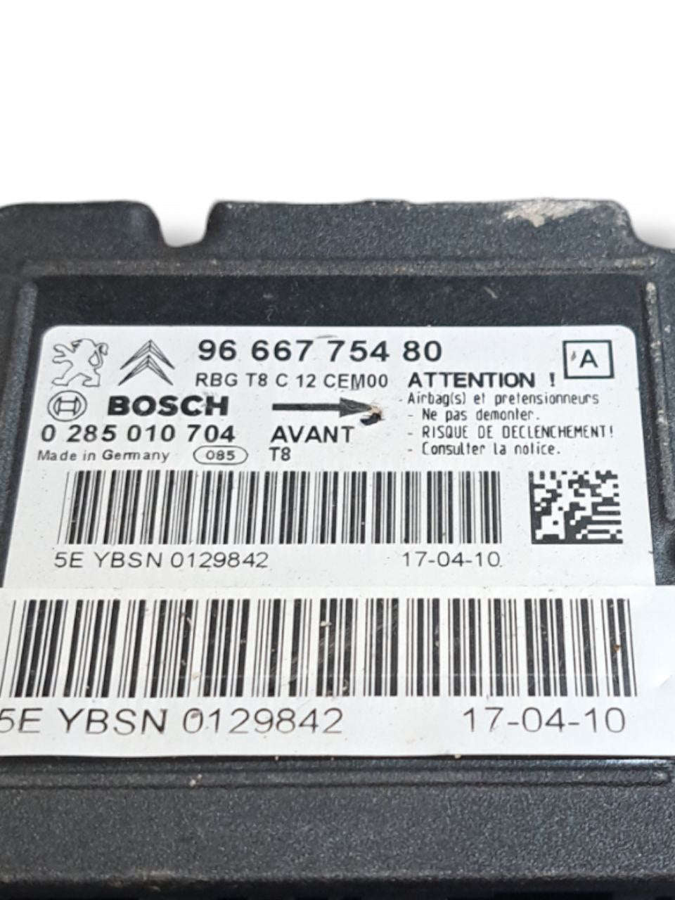 Centralina Airbag Peugeot 3008 (2009 - 2016) COD:9666775480 - F&P CRASH SRLS - Ricambi Usati