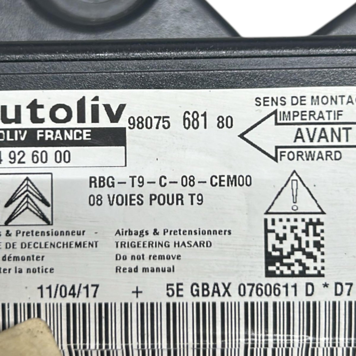 Centralina Airbag Peugeot 308 II cod.9807568180 (2013 > 2021) - F&P CRASH SRLS - Ricambi Usati