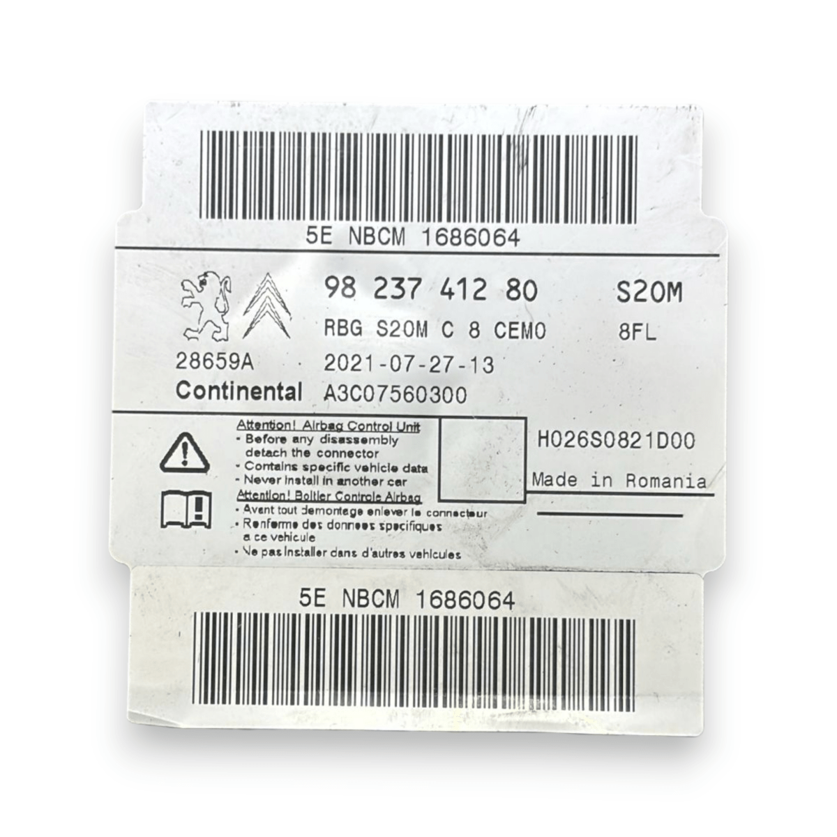 Centralina airbag peugeot partner III cod:9823741280 (2018 - ) - F&P CRASH SRL - Ricambi Usati