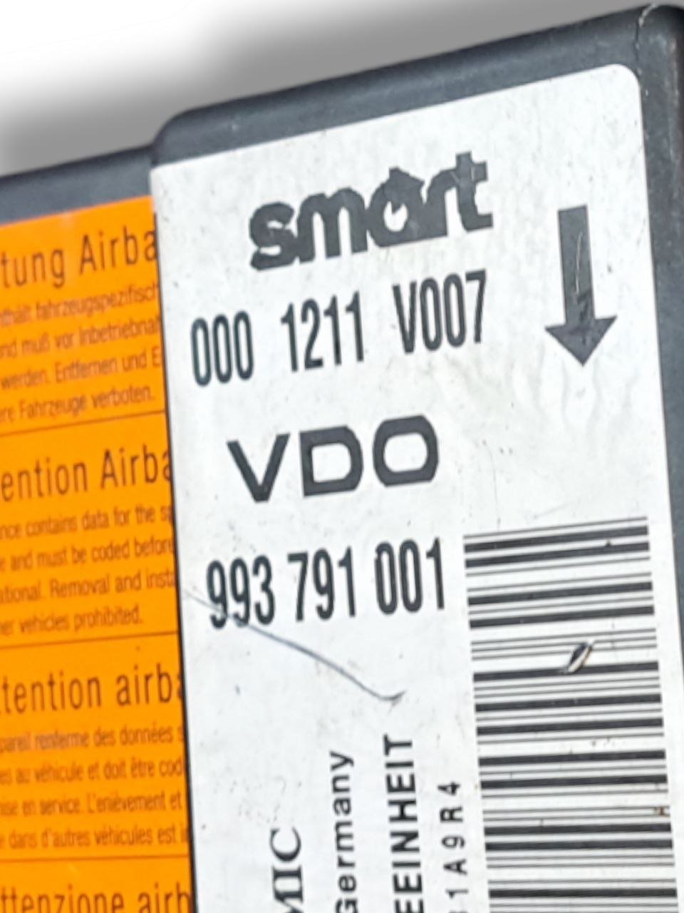 Centralina Airbag Smart Fortwo 450 (1998 - 2007) COD:0001211V007 - F&P CRASH SRLS - Ricambi Usati