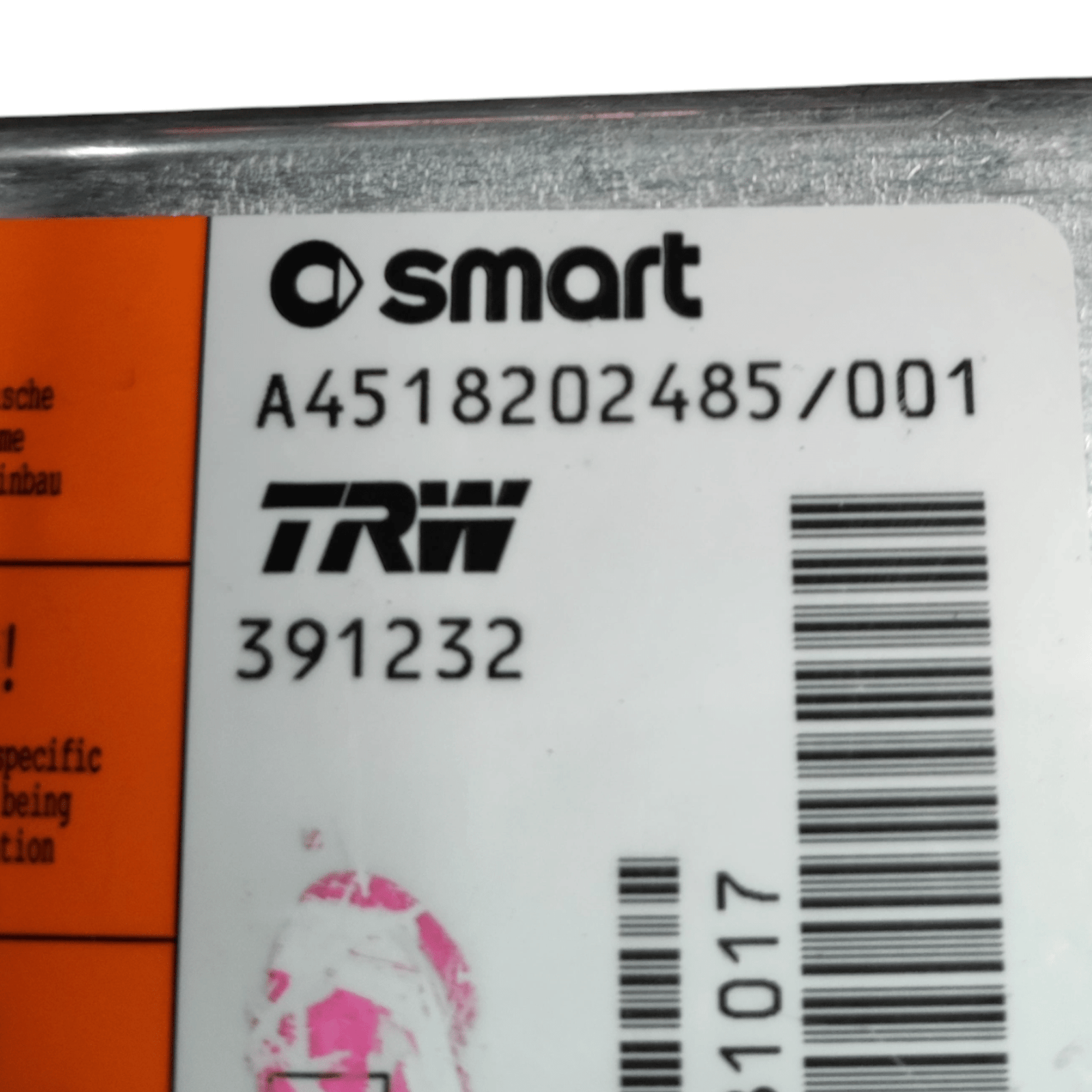 Centralina Airbag Smart Fortwo COD: A4518202485001 (2007 - 2015) - F&P CRASH SRLS - Ricambi Usati
