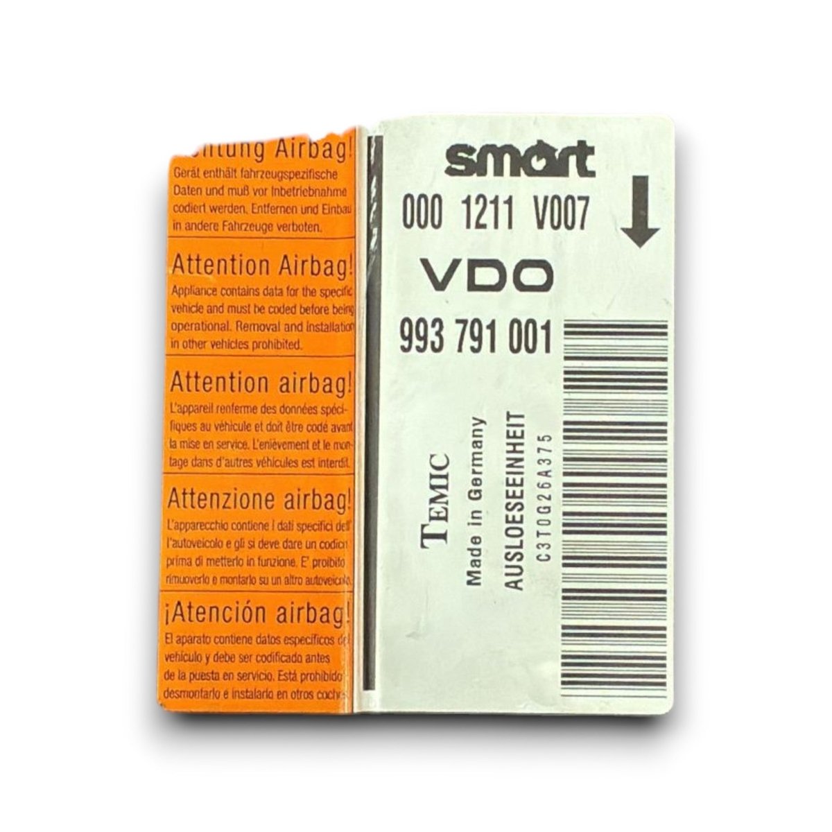Centralina airbag smart fortwo w450 cod . 993791001 (1998 > 2007) - F&P CRASH SRL - Ricambi Usati