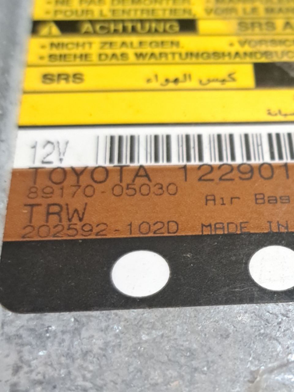 Centralina Airbag Toyota Avensis (2005 - 2011) COD:89170 - 05030 - F&P CRASH SRLS - Ricambi Usati