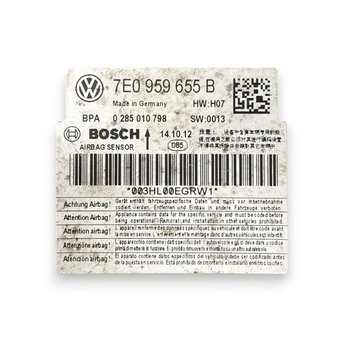 Centralina airbag volkswagen caddy III cod:7e0959655b (2010 - 2021) - F&P CRASH SRL - Ricambi Usati