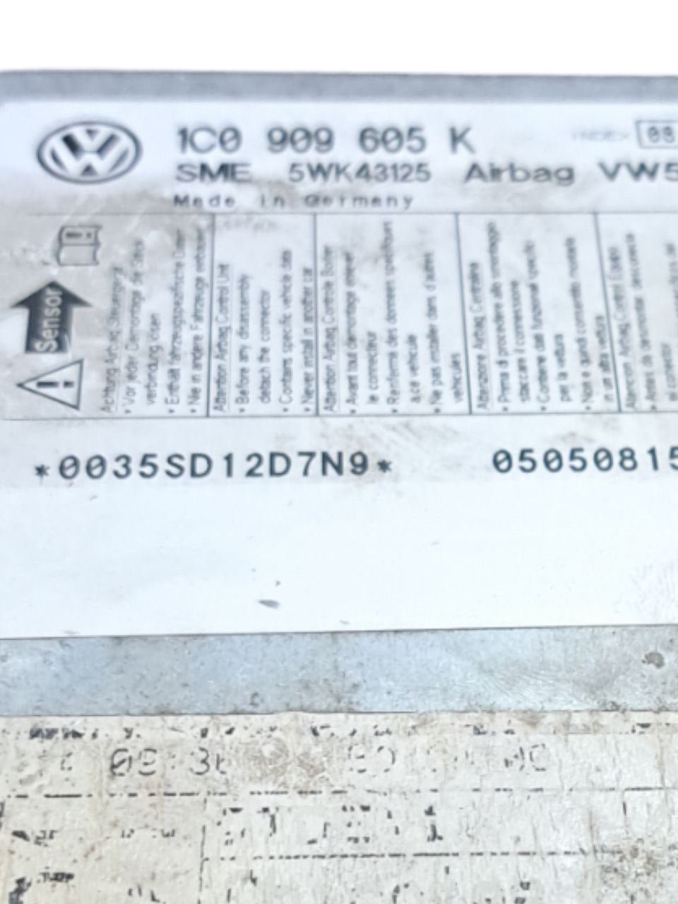 Centralina airbag Volkswagen Fox ( 2007 ) COD:1C0909605K - F&P CRASH SRLS - Ricambi Usati