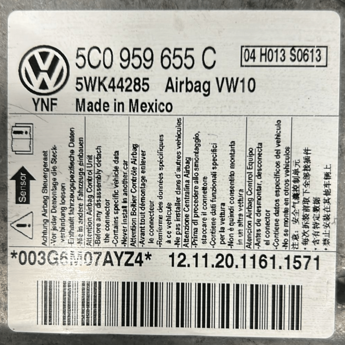 Centralina airbag volkswagen golf VI sw cod:5C0959655C (2008 > 2012) - F&P CRASH SRL - Ricambi Usati
