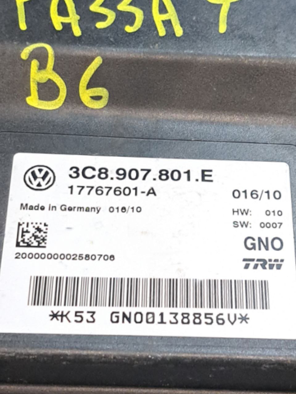 Centralina Airbag Volkswagen Passat B6 (2005 - 2010) COD:3C8907801E - F&P CRASH SRLS - Ricambi Usati