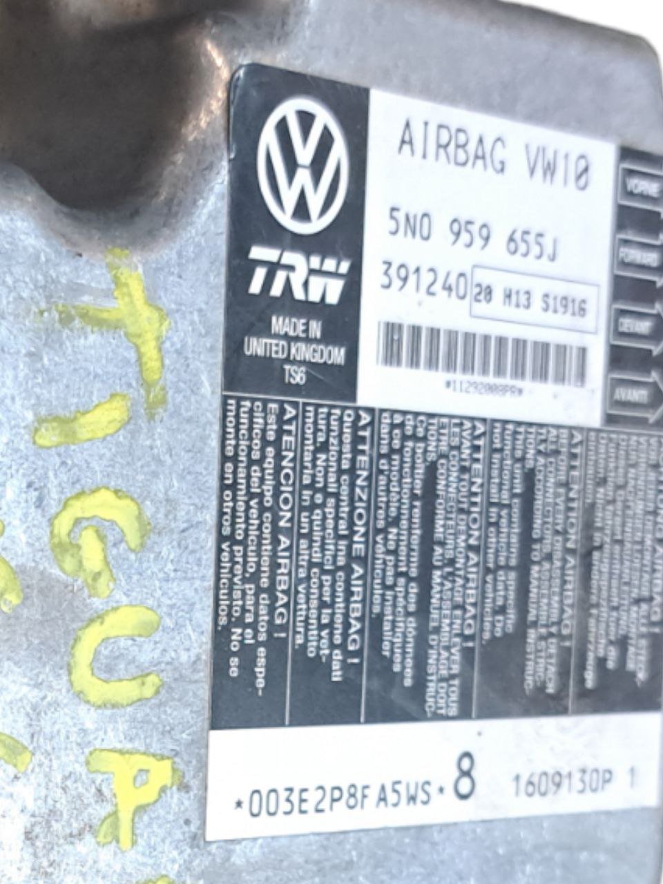 Centralina Airbag Volkswagen Tiguan ( 5N - 2009 ) COD:5N0959655J - F&P CRASH SRLS - Ricambi Usati