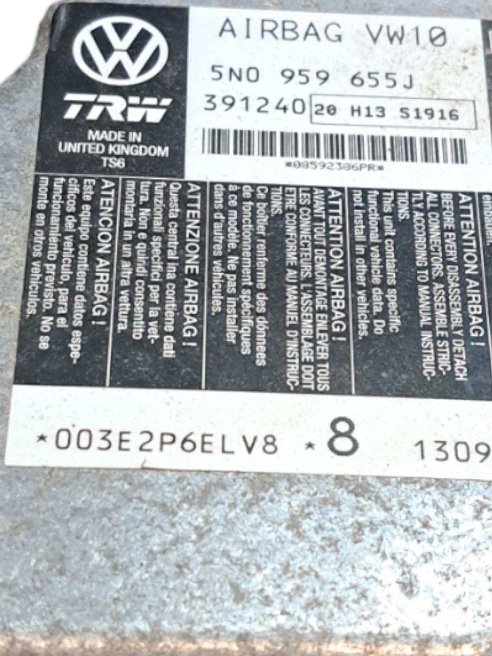 Centralina Airbag Volkswagen Tiguan ( 5N - 2009 ) COD:5N0959655J - F&P CRASH SRLS - Ricambi Usati