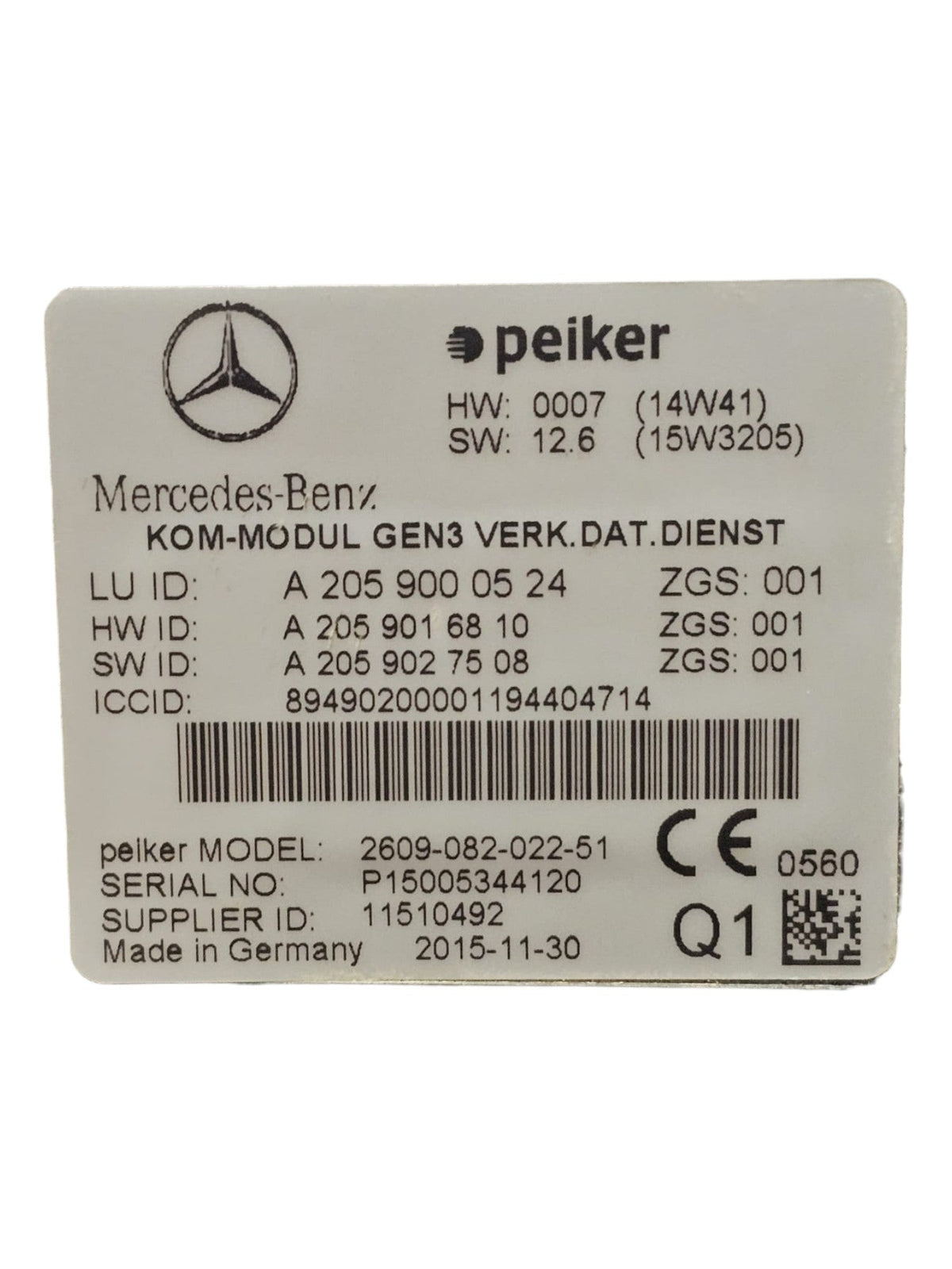 Centralina Autoradio Mercedes Classe C W205 Cod:A2059000524 (2014 - 2021) - F&P CRASH SRLS - Ricambi Usati