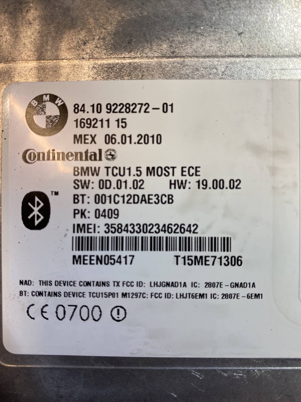 Centralina bluetooth Bmw 740i (f02 - 2015) cod:9228272-01 - F&P CRASH SRLS - Ricambi Usati