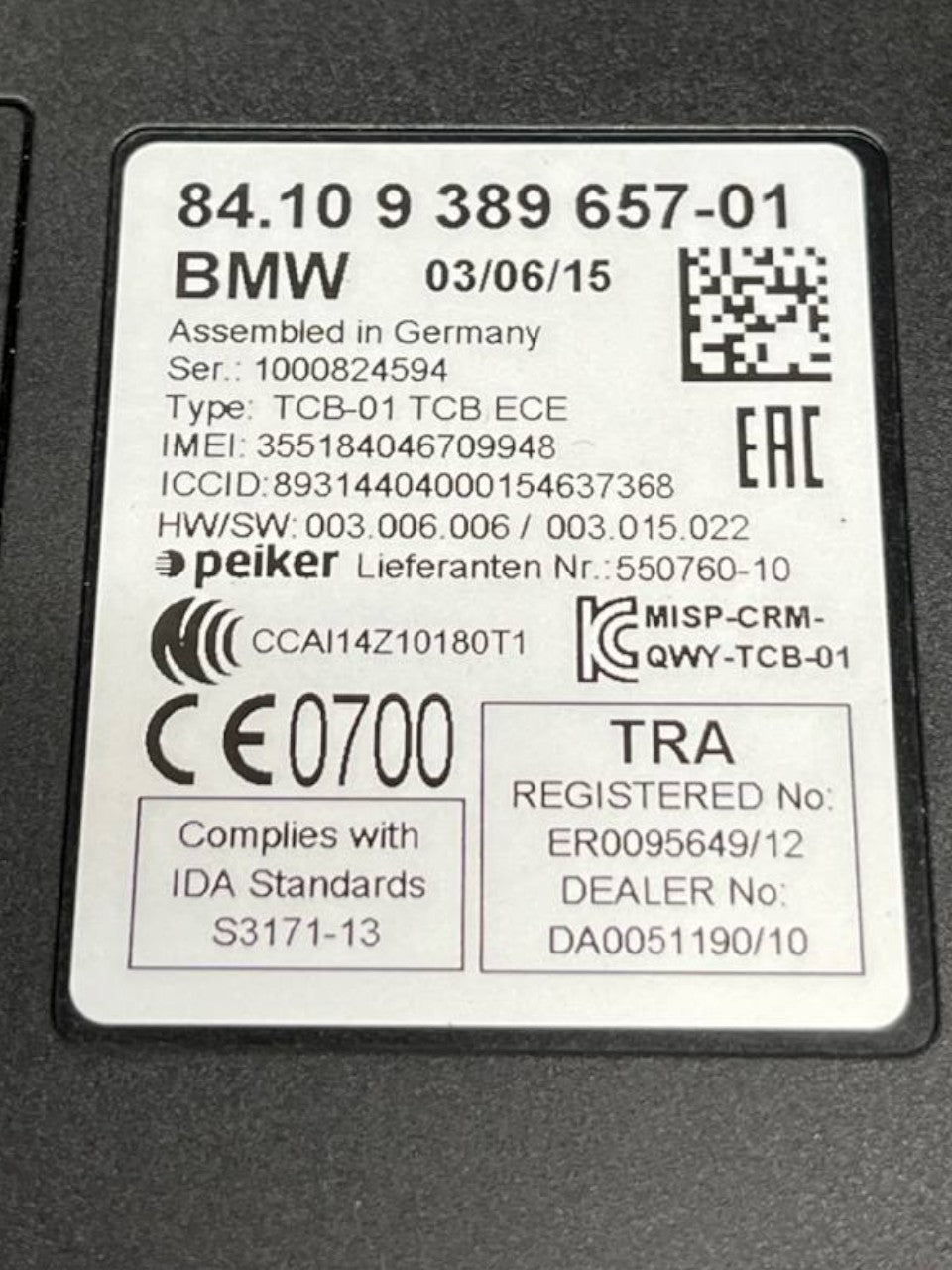 Centralina Bluetooth BMW Serie 3 F30 / F31 (2013 - 2019) cod.938965701 - F&P CRASH SRLS - Ricambi Usati