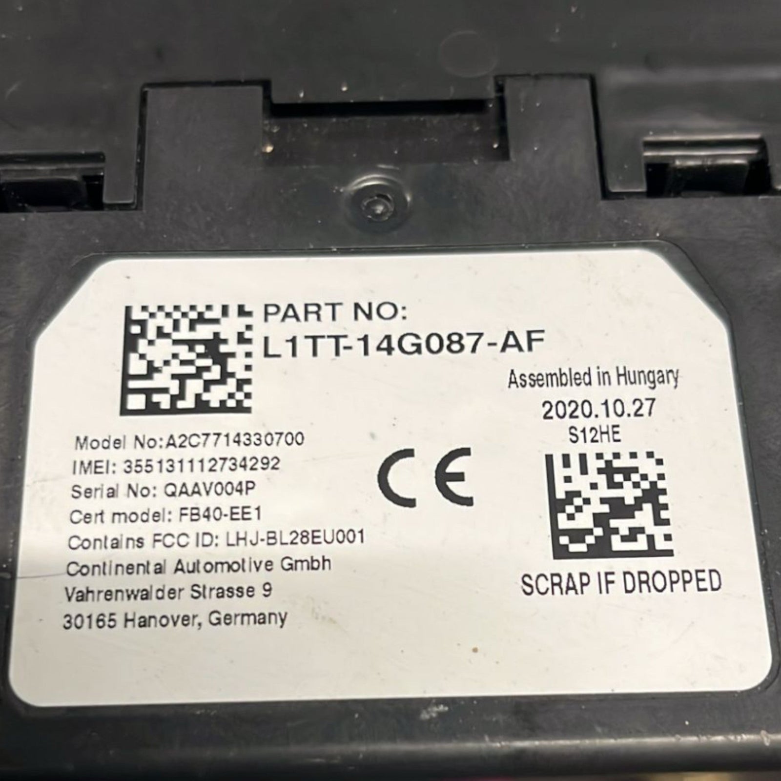 Centralina Bluetooth Ford Puma cod:L1TT - 14G087 - AF (2019 >) - F&P CRASH SRLS - Ricambi Usati