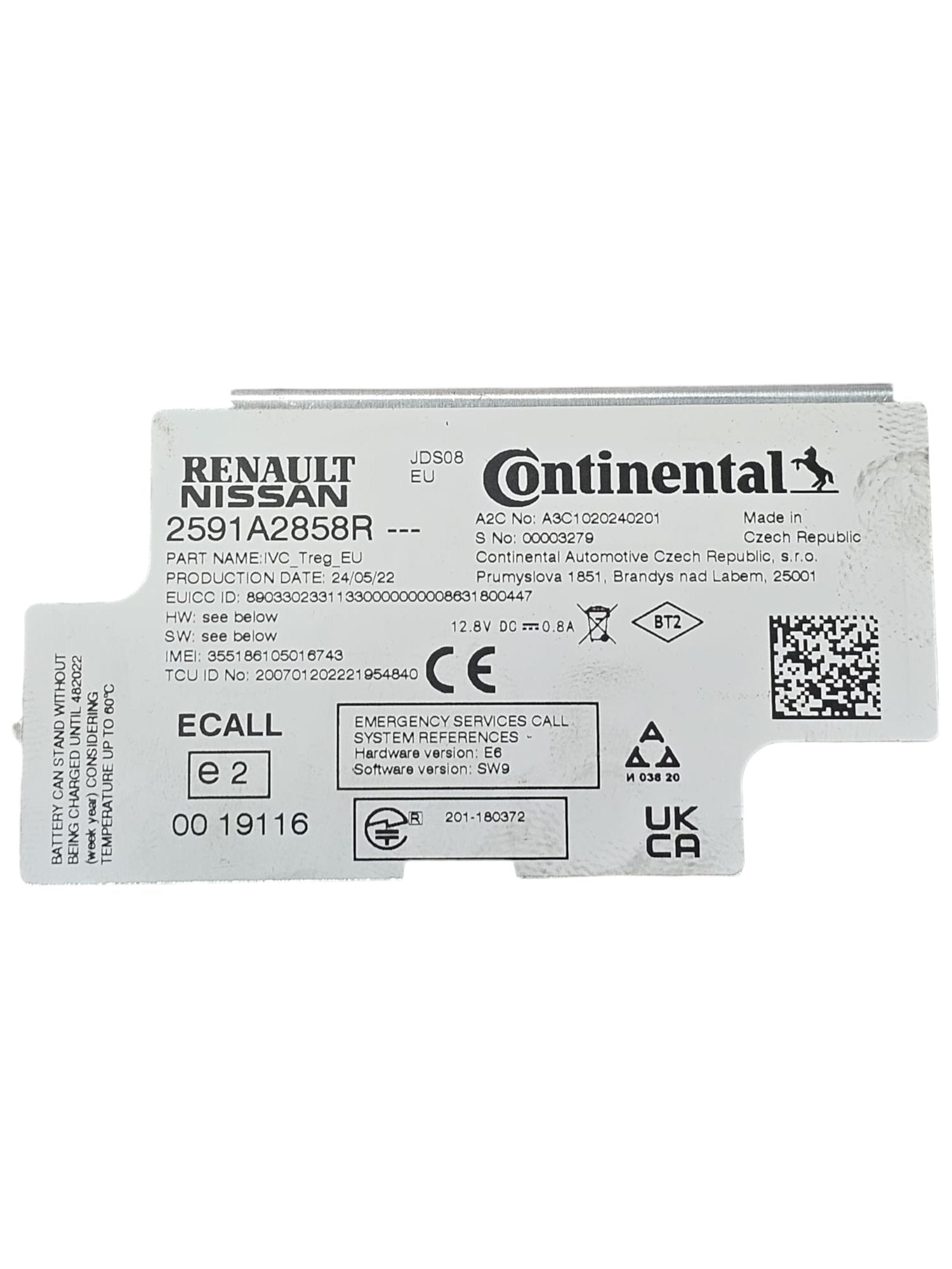 Centralina Bluetooth / GPS Renault Captur II (2019 - >) Cod:2591A2858R - F&P CRASH SRLS - Ricambi Usati