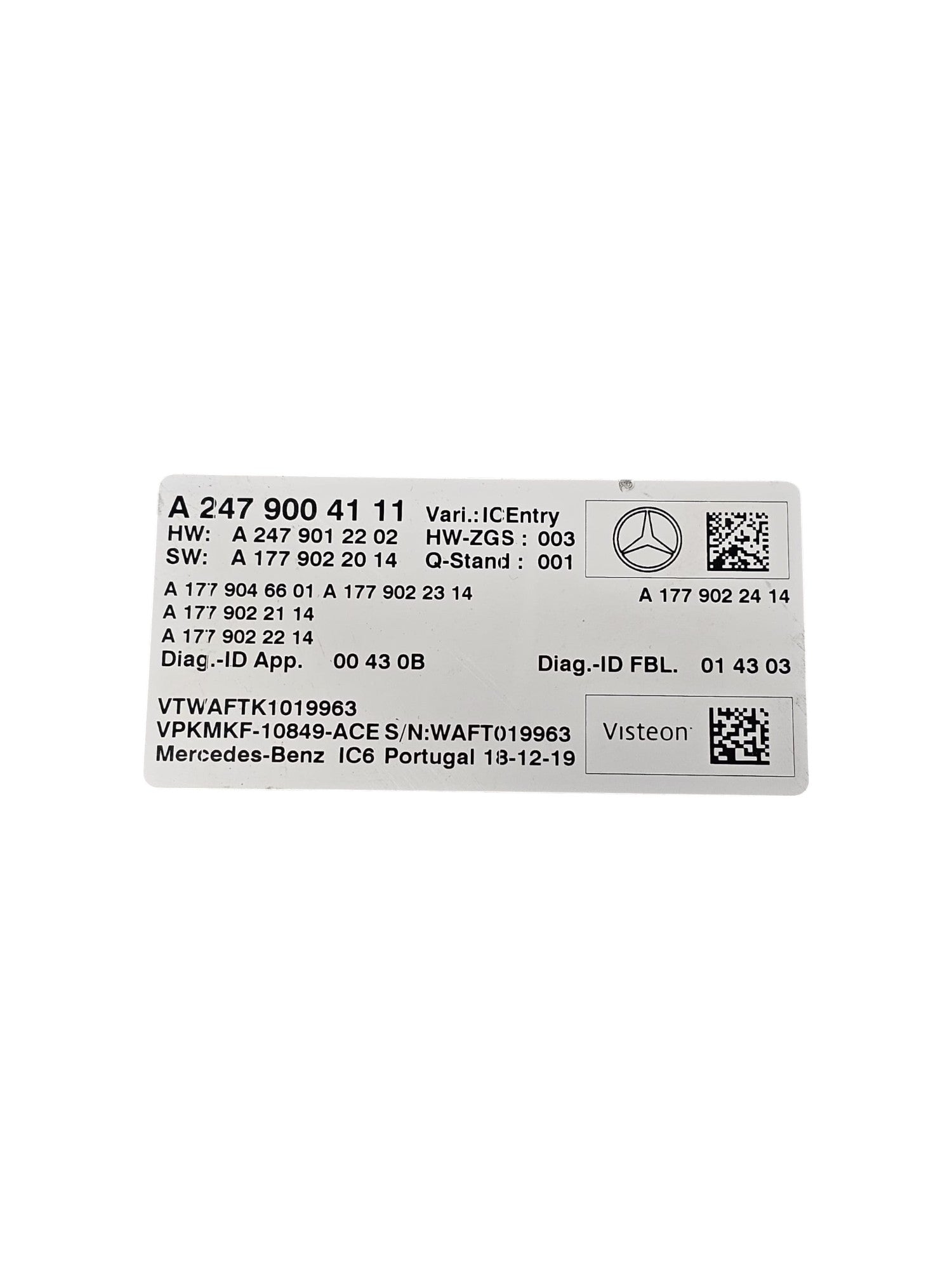 Centralina Bluetooth Mercedes Classe B W247 Cod:A2479004111 (2019 - >) - F&P CRASH SRLS - Ricambi Usati