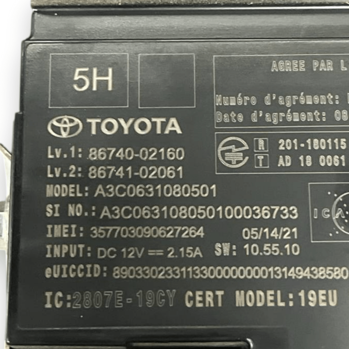 Centralina Bluetooth Toyota Corolla E210 (2018 - ) cod: 86740 - 02160 - F&P CRASH SRLS - Ricambi Usati