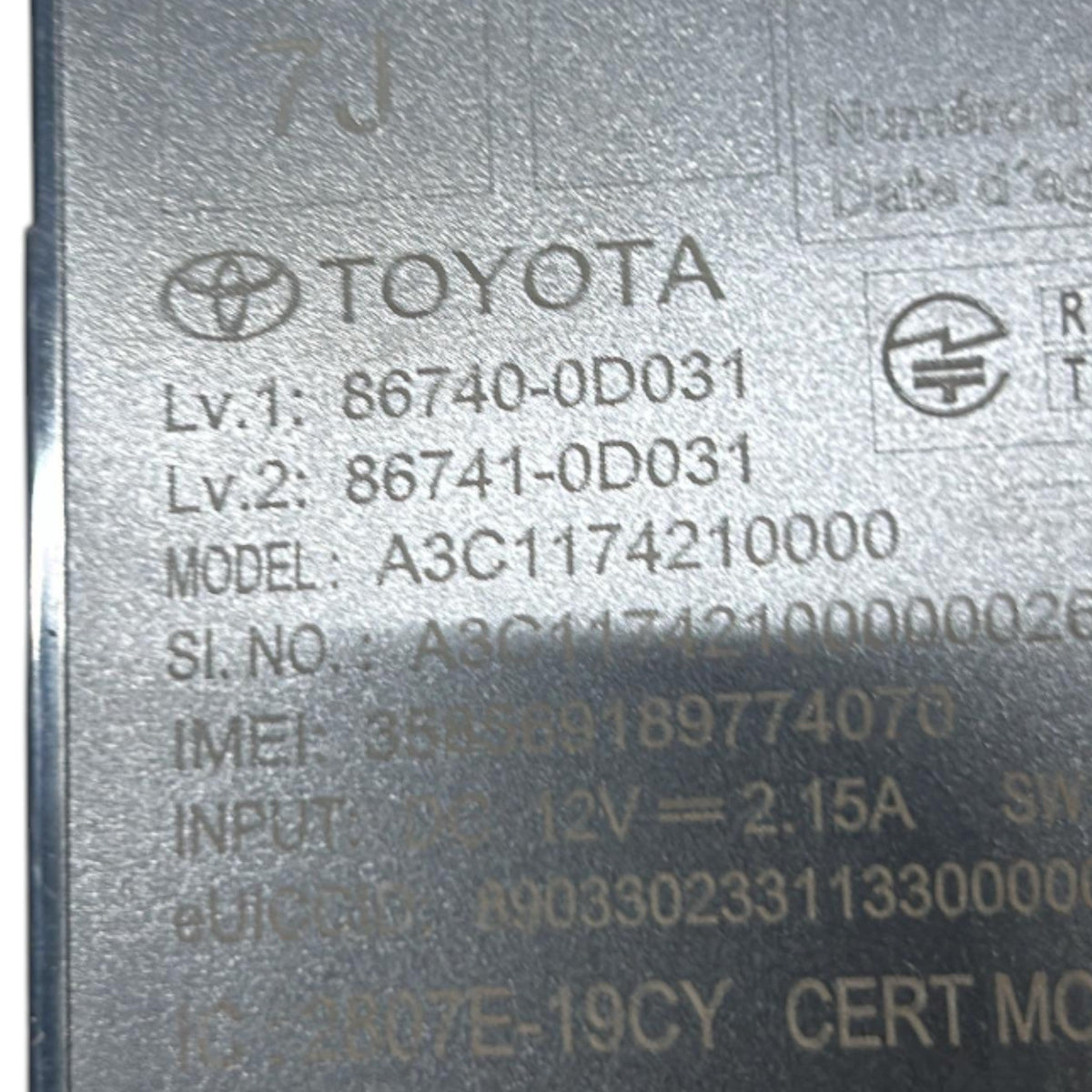 Centralina Bluetooth Toyota Yaris Cross cod.86740 - 0D031 (2020 > ) cod.86741 - 0D031 - F&P CRASH SRLS - Ricambi Usati