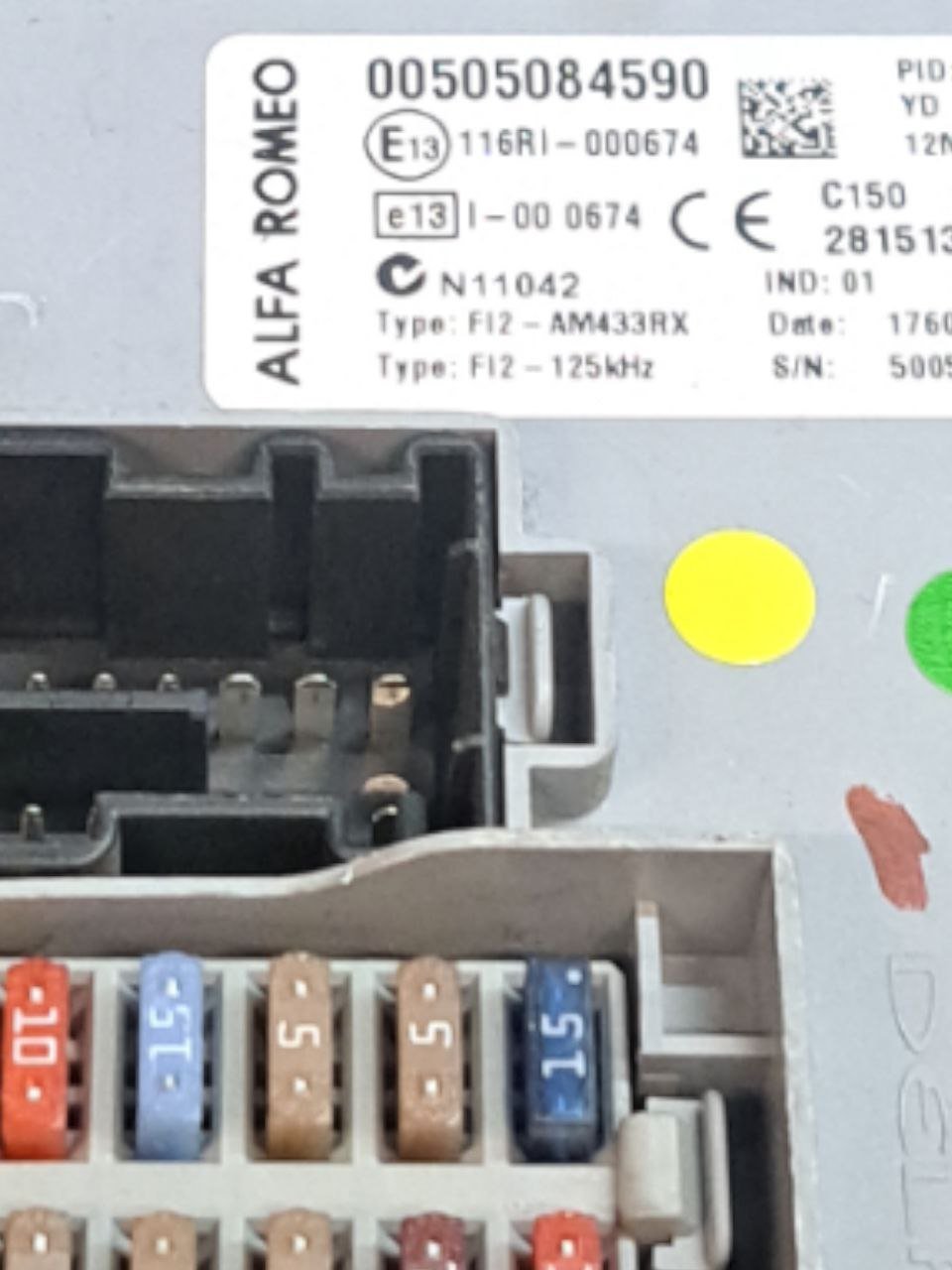 Centralina / Body Computer Alfa Romeo Mito 1.6 diesel (2008) COD:505084590 - F&P CRASH SRLS - Ricambi Usati