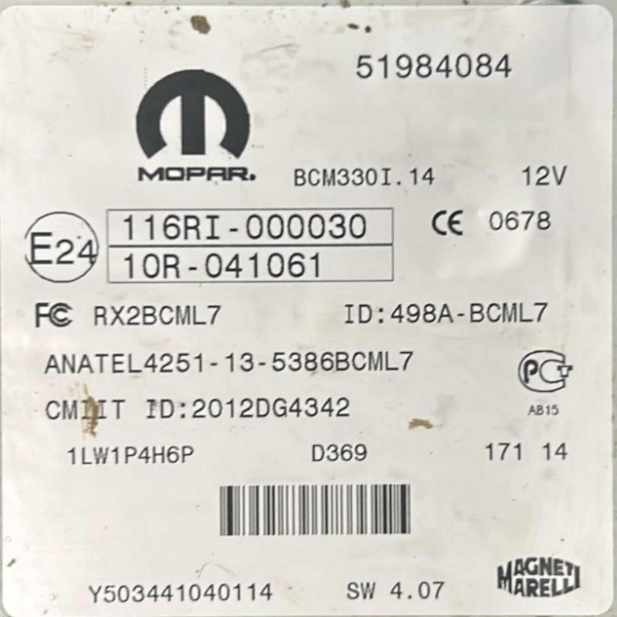 Centralina / Body Computer Fiat 500 L 1.3 Diesel cod.51984084 (2012 > 2022) - F&P CRASH SRLS - Ricambi Usati