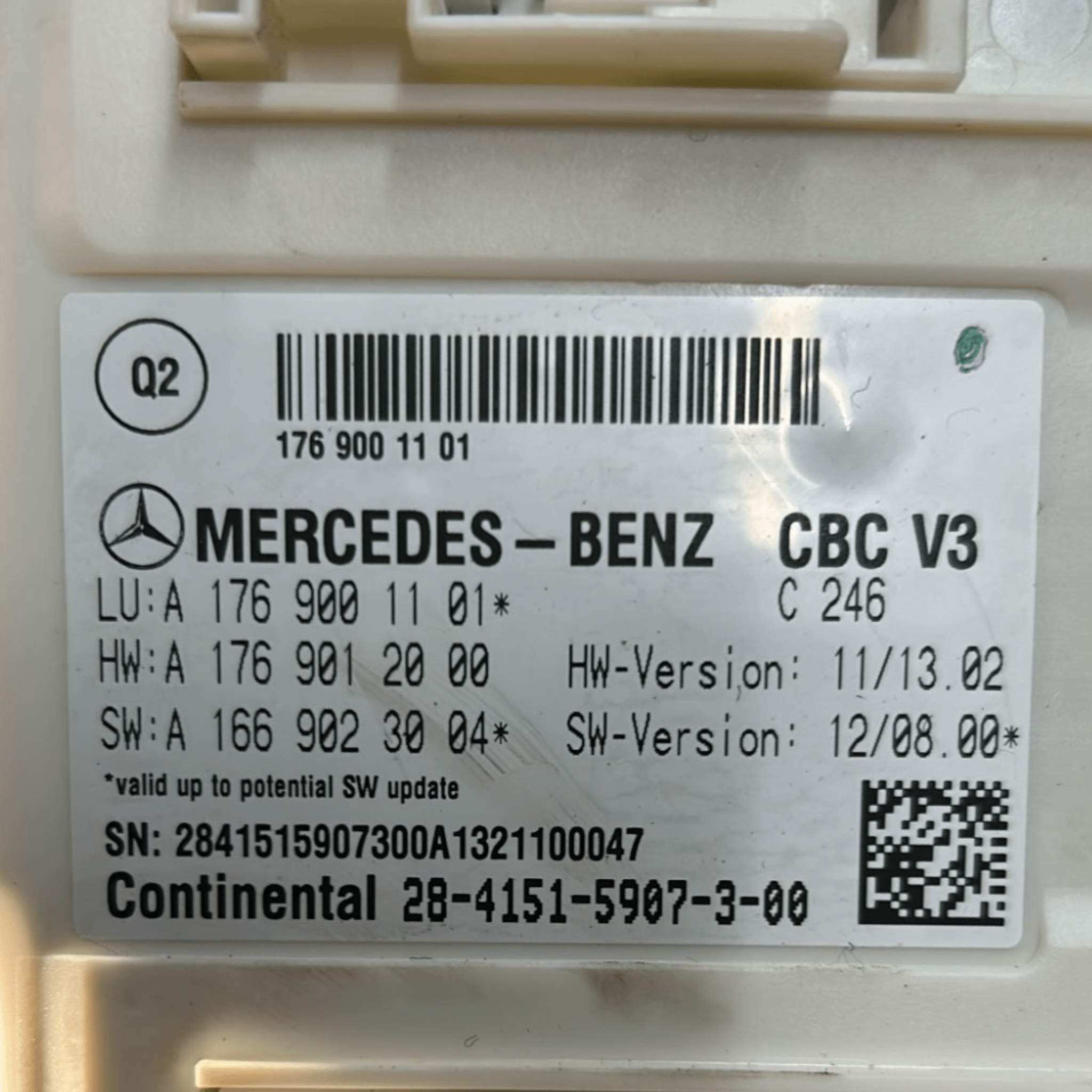 Body Shell W246 Body Computer Control Unit Mercedes Benz Class B W246 1.8 Diesel code ...