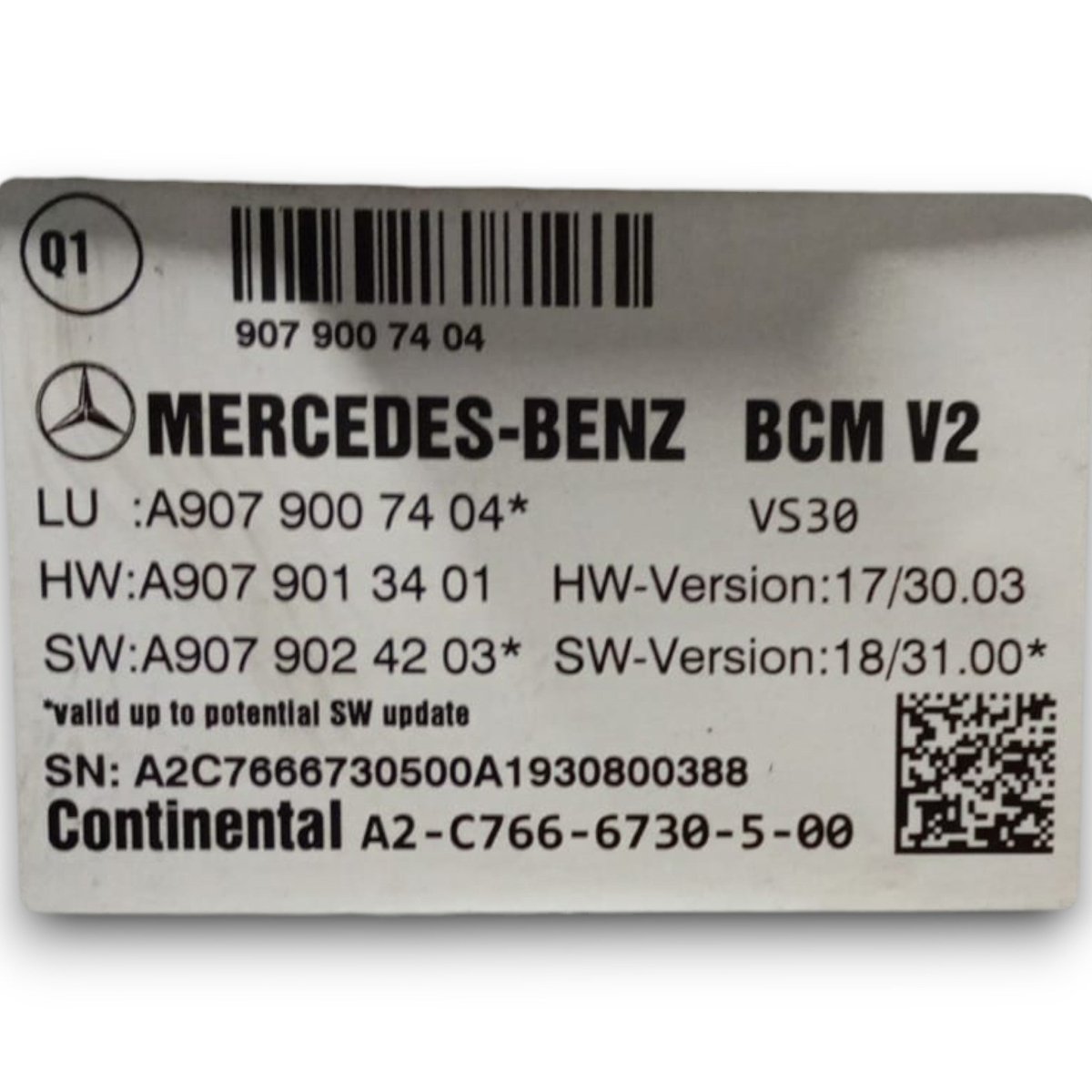 Body computer control unit mercedes benz sprinter w910 code . a9079007404 2.0 diesel (2018 >) - F&P CRASH SRL - Used Parts