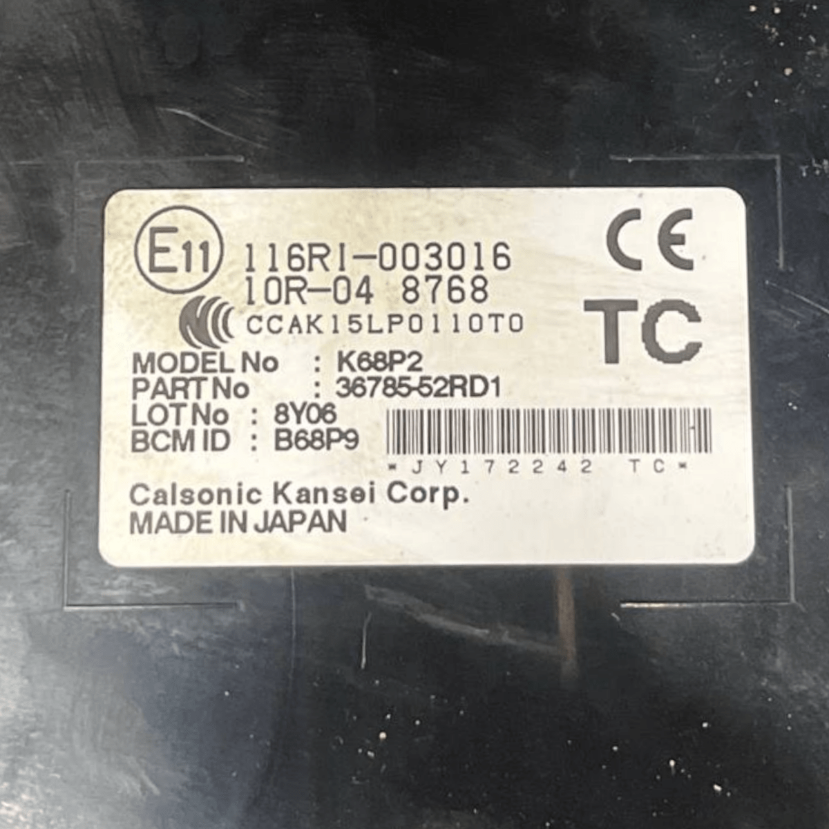 Centralina Body Computer Suzuki Swift VI 1.0 Benzina (2017 al 2023) cod: 116R1 - 003016 - F&P CRASH SRLS - Ricambi Usati