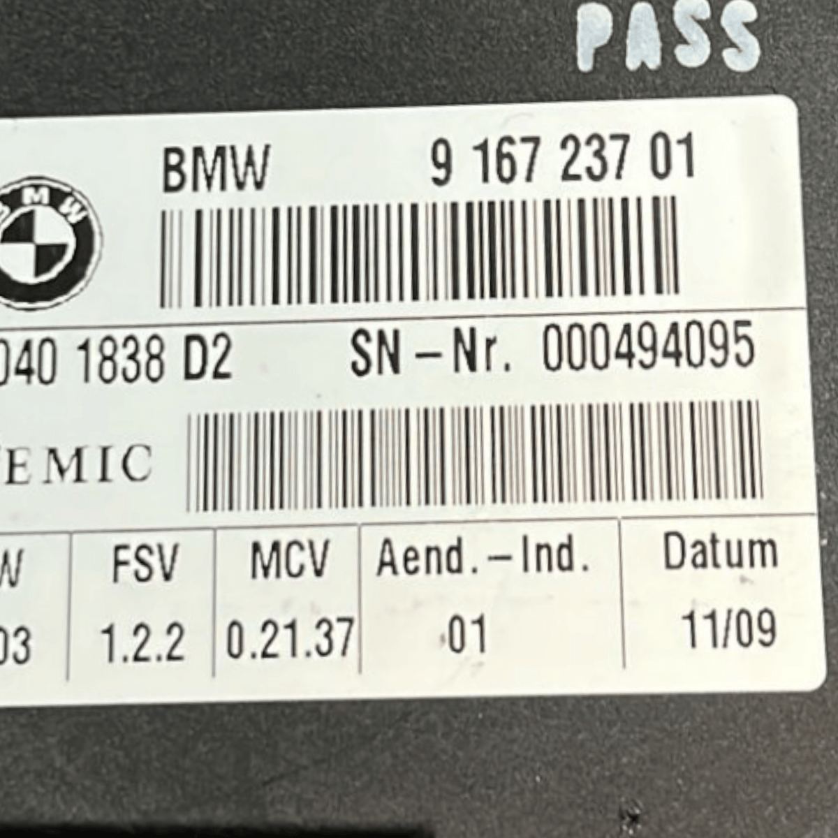 Centralina Cintura Sicurezza Posteriore Bmw Serie 3 (E92) cod:916723701 (2005 >2013) - F&P CRASH SRLS - Ricambi Usati