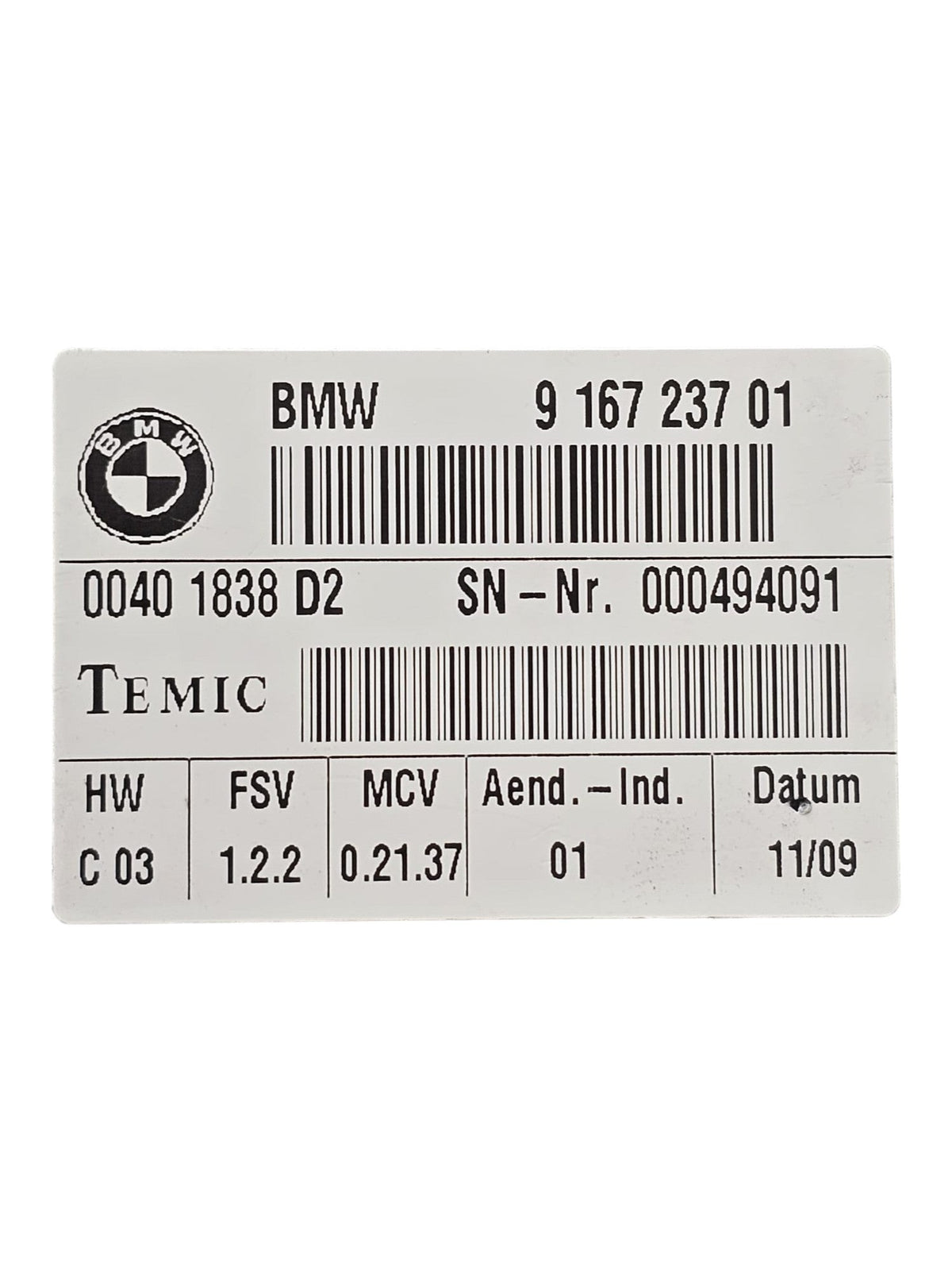 Centralina Cintura Sicurezza Posteriore Destra Bmw Serie 3 E90 Cod:916723701 (2005 - 2013) - F&P CRASH SRLS - Ricambi Usati