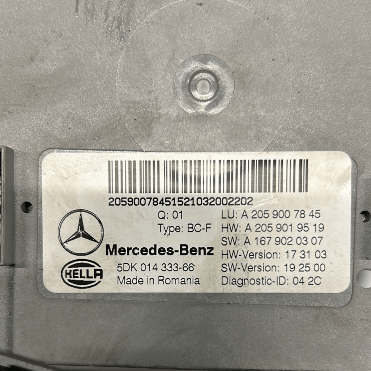Centralina comfort mercedes benz eqc cod:A2059007845 (2019 > 2023) - F&P CRASH SRL - Ricambi Usati