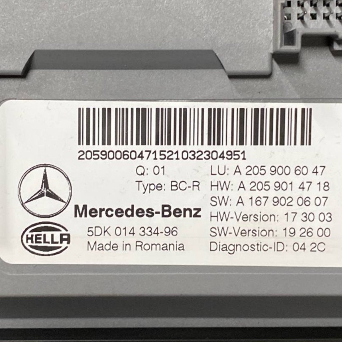 Centralina comfort mercedes - benz glc c253 Cod: a2059006047 (2016 - 2023) - F&P CRASH SRLS - Ricambi Usati