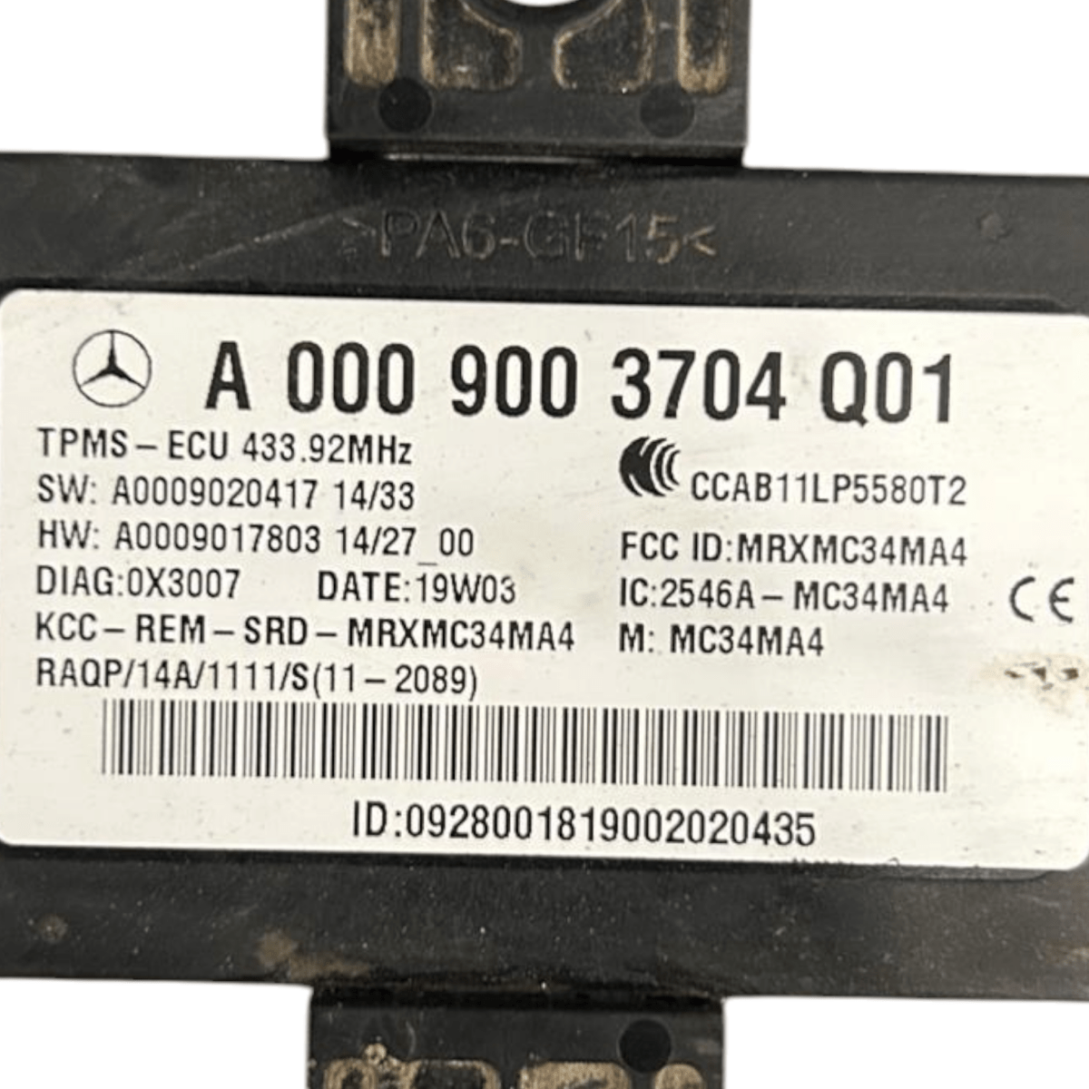 Centralina controllo pressione pneumatici mercedes classe a w176 cod:A0009003704 (2012 > 2018) - F&P CRASH SRLS - Ricambi Usati