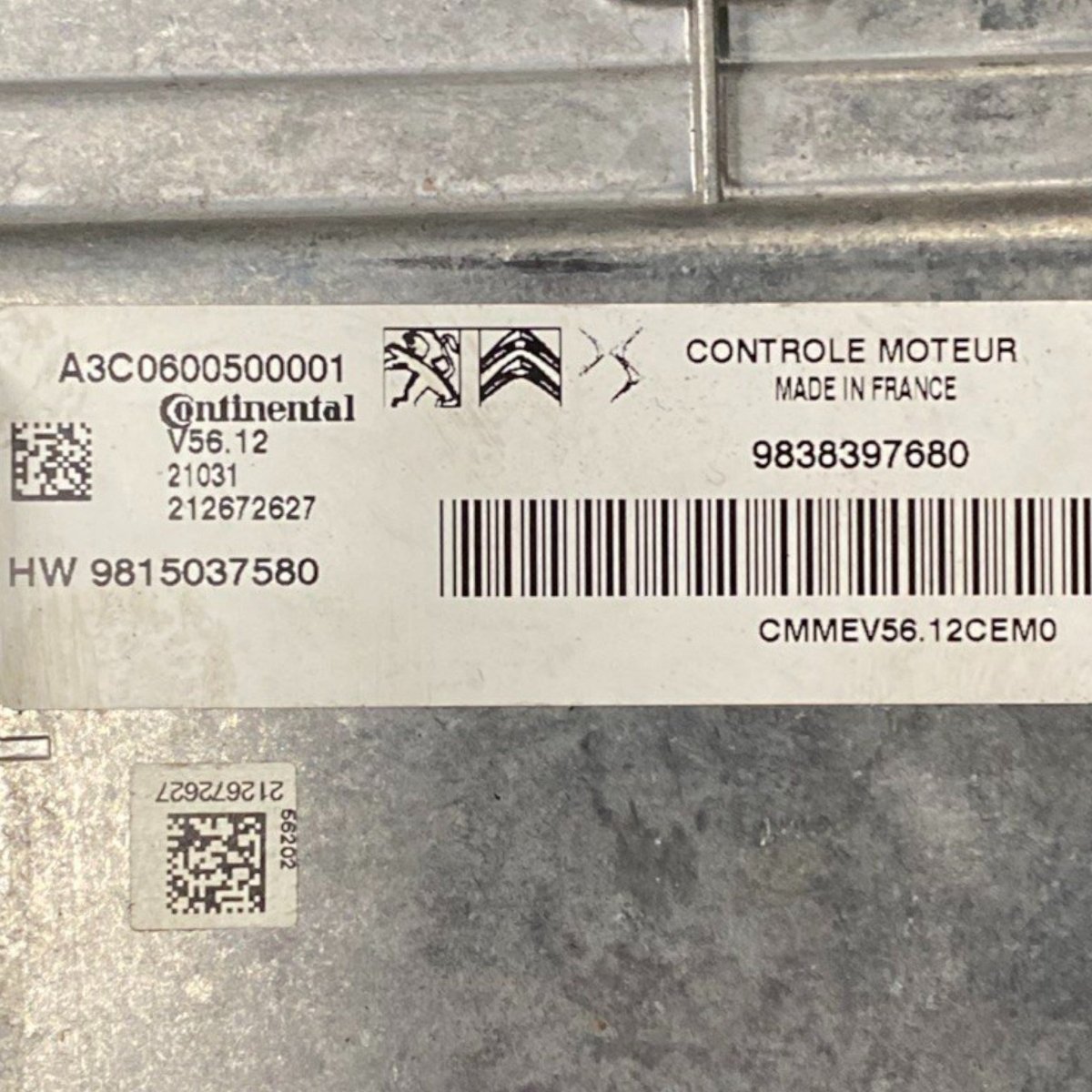 Centralina ecu motore citroen c3 iii 1.2 benzina Cod: 9838397680 / a3c0600500001 (2016 - 2024) - F&P CRASH SRLS - Ricambi Usati