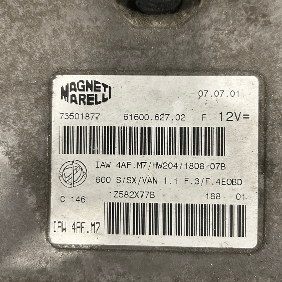 Centralina ecu motore fiat 600 1.1 benzina cod:73501877 (1998 > 2010) - F&P CRASH SRLS - Ricambi Usati