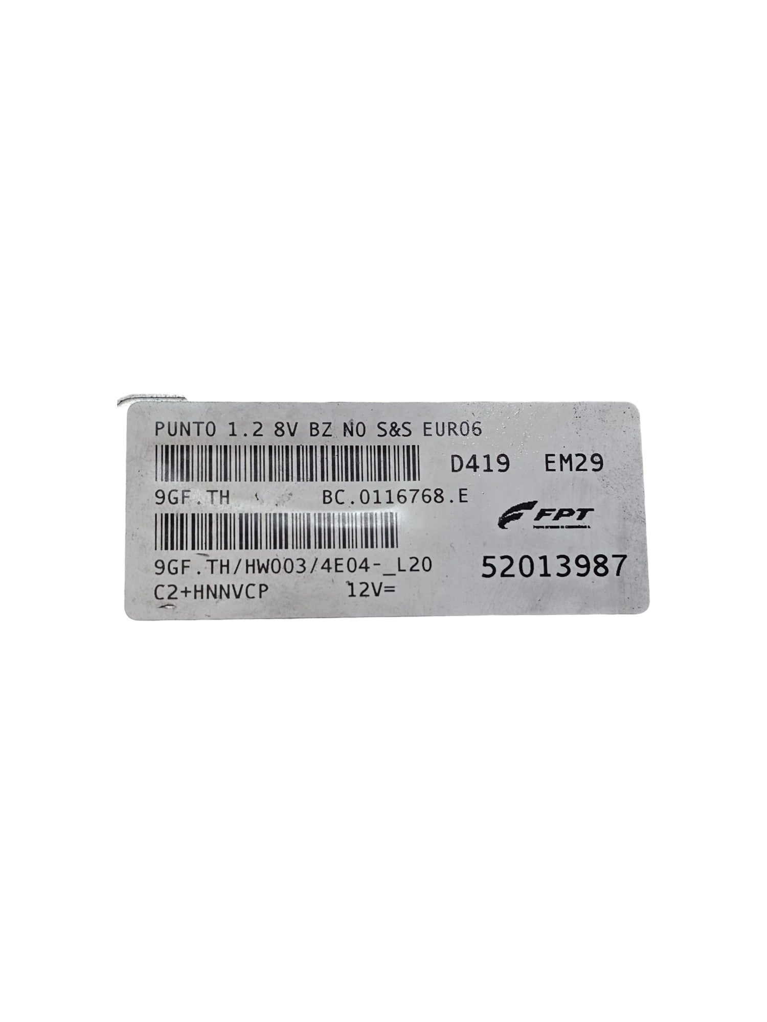 Centralina ECU Motore Fiat Punto EVO 1.2 Benzina Cod:52013987 (2009 - 2012) - F&P CRASH SRLS - Ricambi Usati