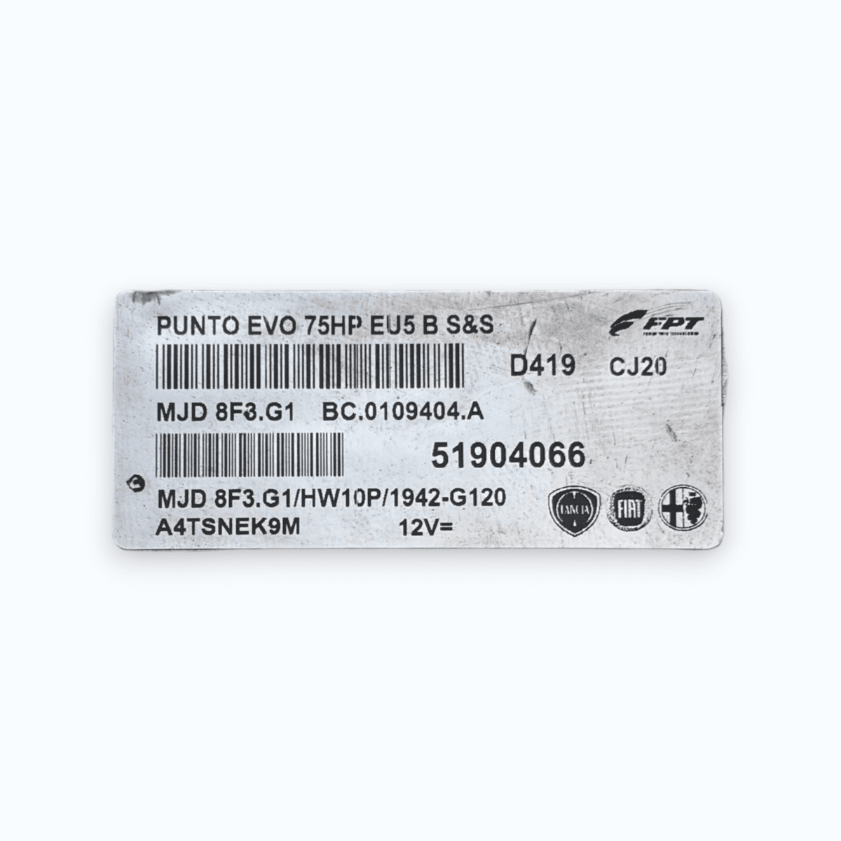 Engine ECU control unit fiat punto evo 1.3 diesel code:51904066 (2012 - ) - F&P CRASH SRL - Used Parts