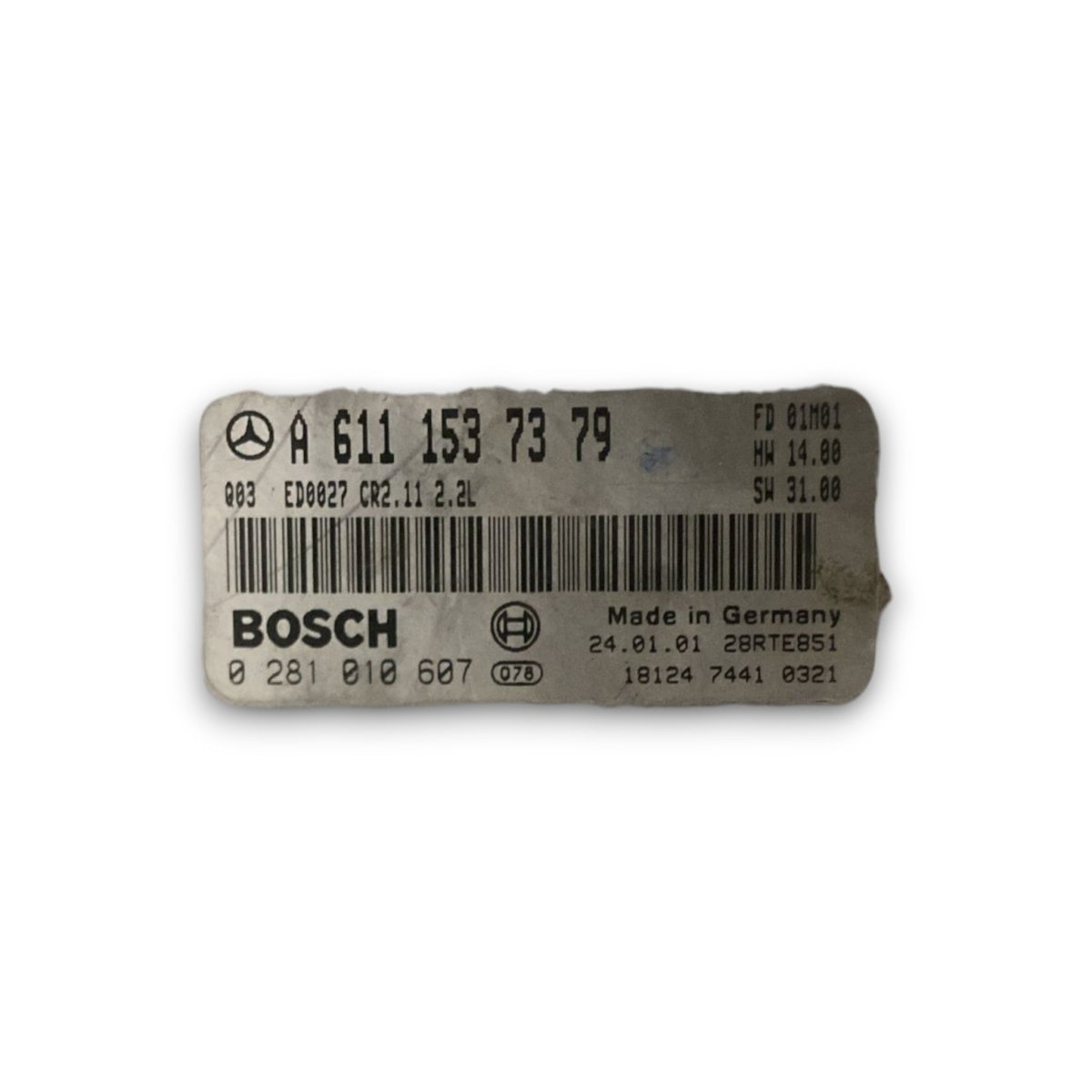 Engine ECU control unit Mercedes Benz Class C W203 code . a6111537379 2.2 diesel (2000 > 2007) - F&P CRASH SRL - Used Parts