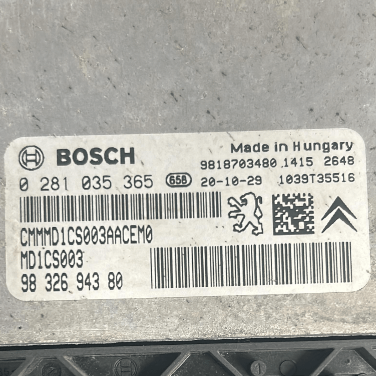 Centralina ECU Motore Opel GrandLand X cod.9818703480 1.5 Diesel (Sigla Motore : YH01) (2017 > ) cod.9832694380 cod.0281035365 - F&P CRASH SRLS - Ricambi Usati