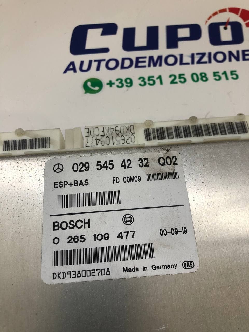 Centralina ESP MERCEDES Classe A W168 1° Serie 1999 0295454232Q02 - F&P CRASH SRLS - Ricambi Usati