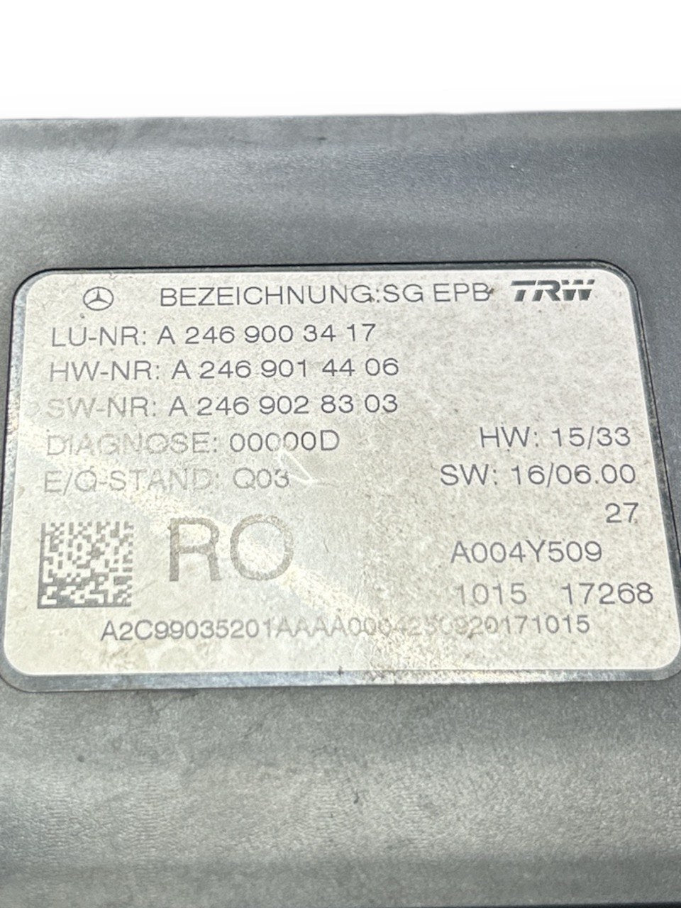 Centralina Freno A Mano / Di Stazionamento Mercedes Benz Classe B (W246) (2011 > 2018) cod.A2469003417 - F&P CRASH SRLS - Ricambi Usati