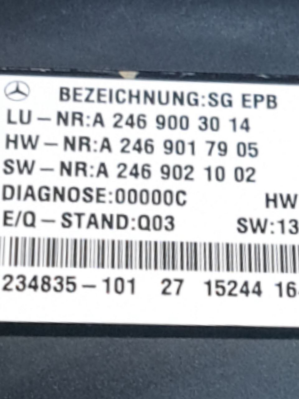 Centralina Freno di Stazionamento Freno a Mano Mercedes-Benz Classe A W176 1.5 Diesel (2012-2018) COD:A2469003014 - F&P CRASH SRLS - Ricambi Usati