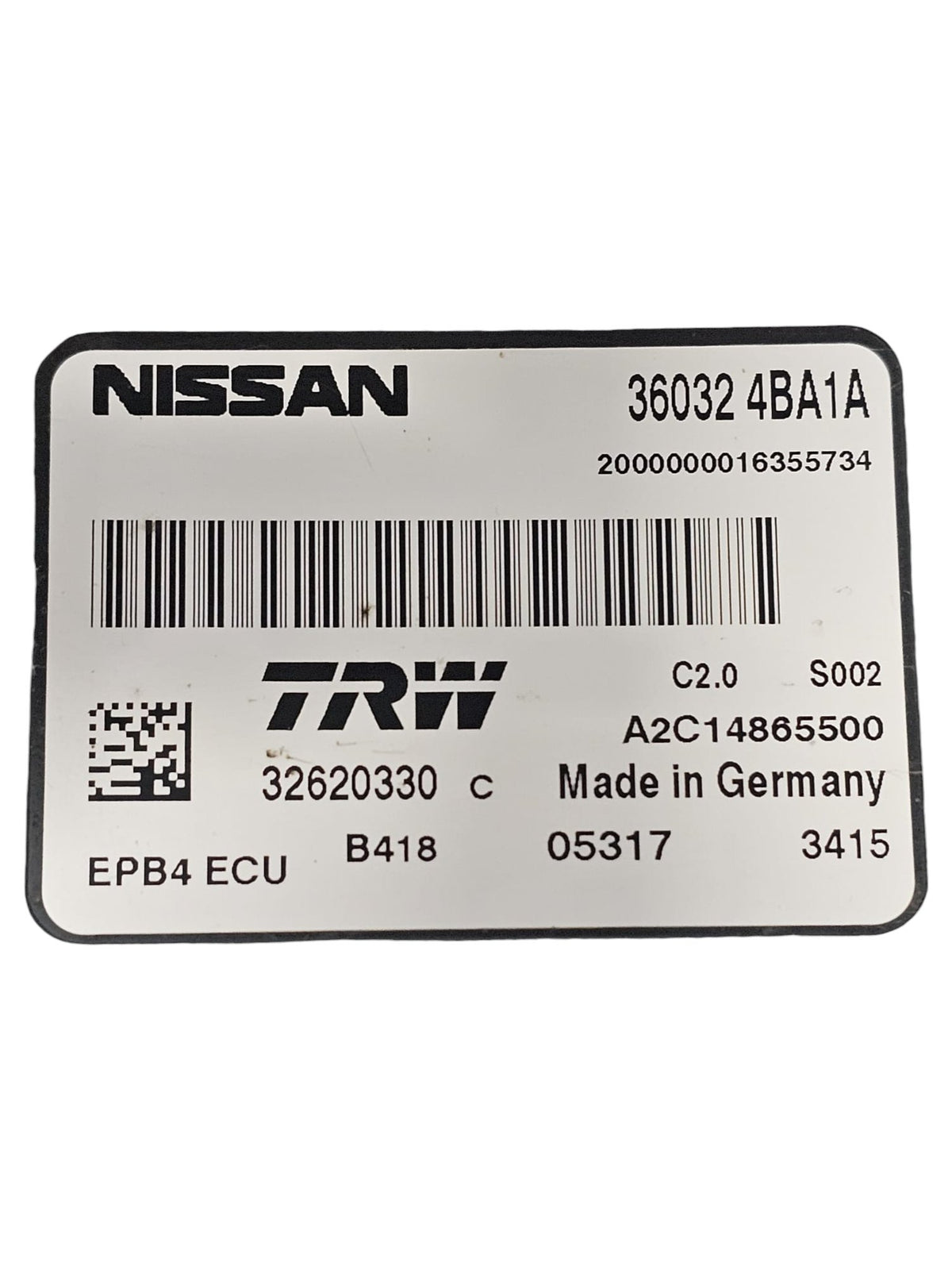Centralina Freno di Stazionamento / Freno a Mano Nissan Qashqai J11 Cod:360324BA1A (2014 - 2021) - F&P CRASH SRLS - Ricambi Usati