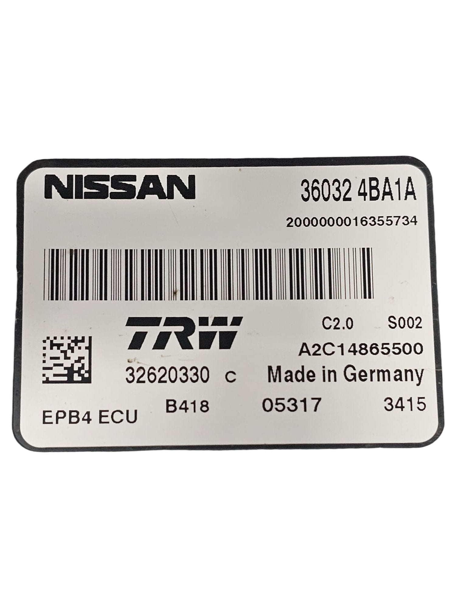 Centralina Freno di Stazionamento / Freno a Mano Nissan Qashqai J11 Cod:360324BA1A (2014 - 2021) - F&P CRASH SRLS - Ricambi Usati