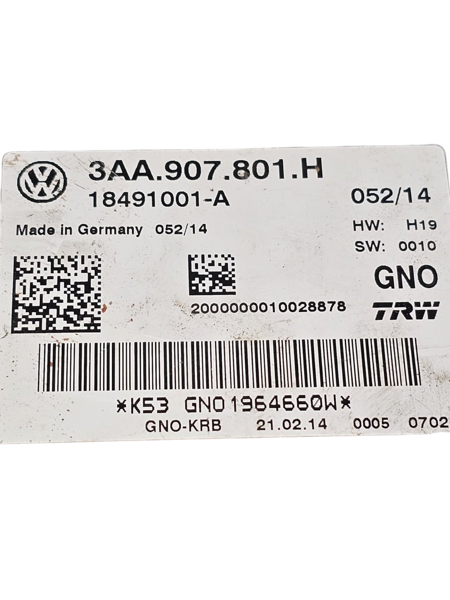Centralina Freno di Stazionamento Volkswagen Tiguan 5N (2007 - 2016)Cod:3AA.907.801.H - F&P CRASH SRLS - Ricambi Usati