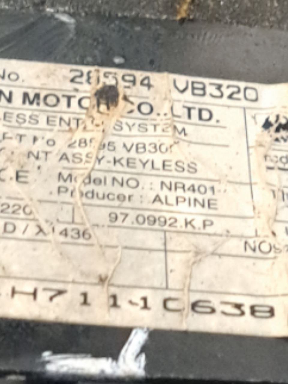 Centralina Immobilizer Nissan Patrol Y61 (1999) COD:28594VB320 - F&P CRASH SRLS - Ricambi Usati