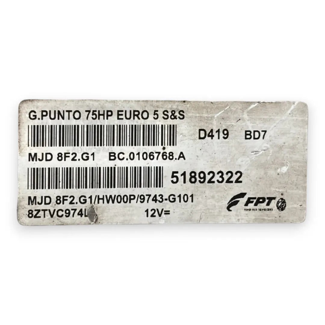 Dettaglio Centralina iniezione Fiat Punto EVO 2009–2013 cod. 51892322 - foto 3
